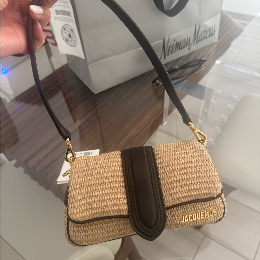 Jacquemus Tan and Black Mini Bag with Woven Texture